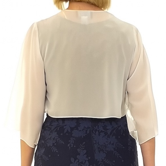 🆕 Alex Evenings Ivory Chiffon Shrug Jacket Top for Dress Cardigan Size XL - Picture 3 of 11